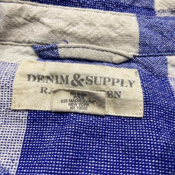 Denim & Supply Ralph Lauren Vtg Checkered Button Down Blue Cream Shirt Women's S - Picture 7 of 10